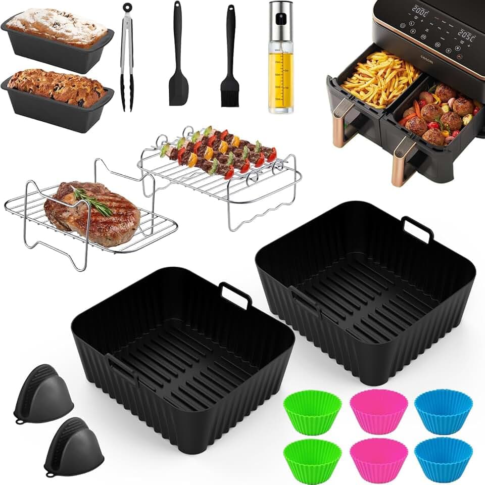 Heißluftfritteuse Zubehör für COSORI Heißluftfritteuse 8,5L, Airfryer Zubehör Accessories für cosori Heißluftfritteuse CAF-R901-AEU Dual Zone Silikonform Air Fryer Accessories für cosori Dual Basket