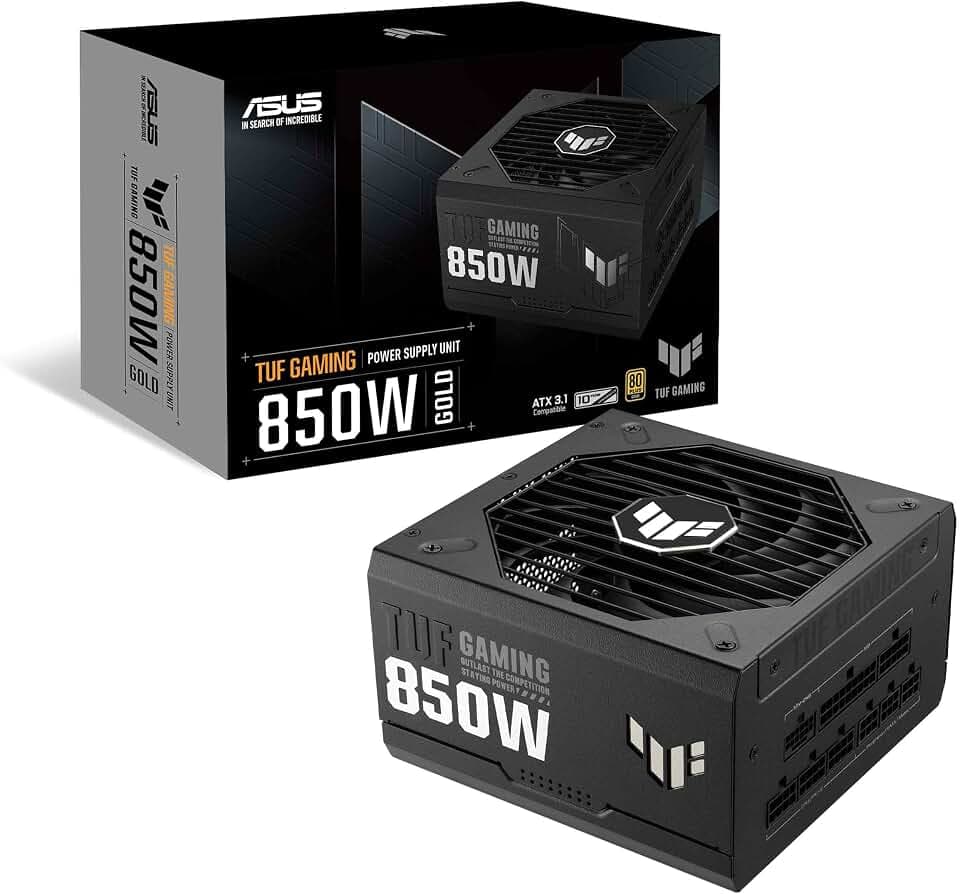 ASUS TUF Gaming 850W Gold (850 Watt, ATX 3.1 Compatible, Fully Modular Power Supply, 80+ Gold, Military-Grade Components, Dual Ball Bearing, Axial-tech Fan, PCB Coating, 10 Year Warranty)