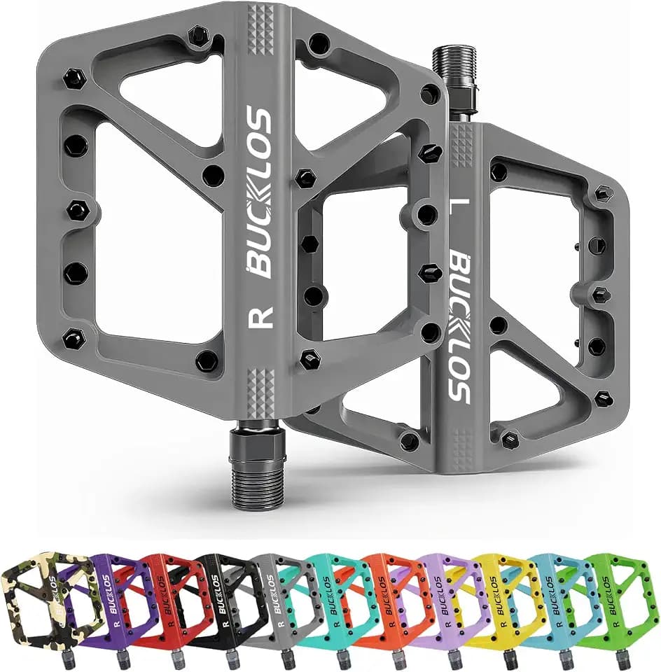 BUCKLOS Mountain Bike Pedals MTB Pedals Large Flat with Anti-Slip Adult