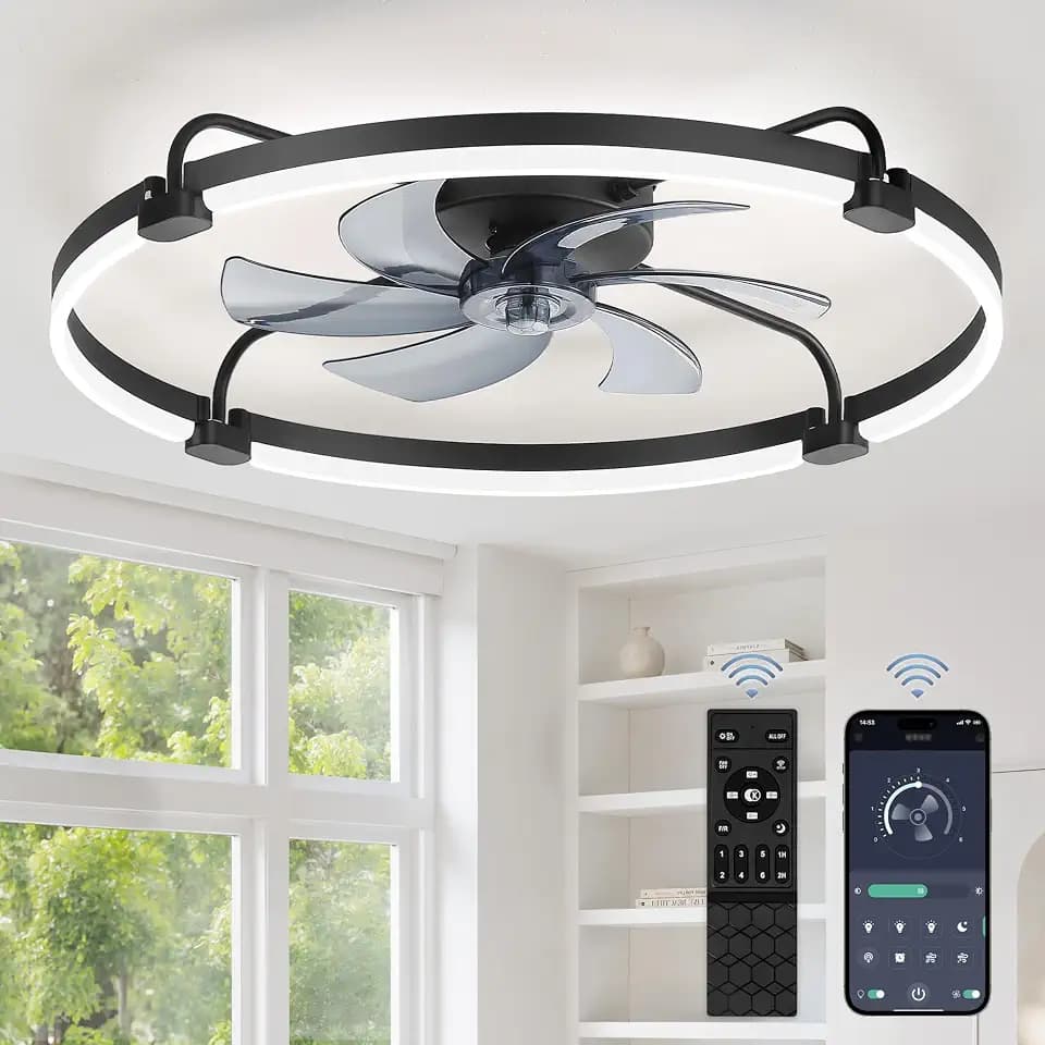 LEDIARY 30" Low Profile Ceiling Fans with Lights, Remote/APP Control, Black