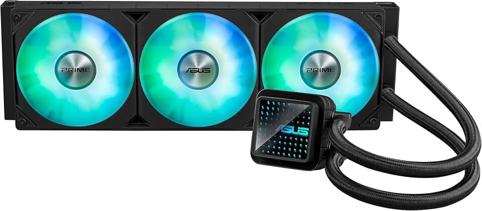 ASUS Prime LC 360 ARGB All-in-One AIO CPU Liquid Cooler AMD:AM5 & AM4 Intel:LGA 1851, 1700, 1200, 115x Speziell für CPU-Kontaktbereich, Rippenkanäle, Unendlichkeitsspiegel