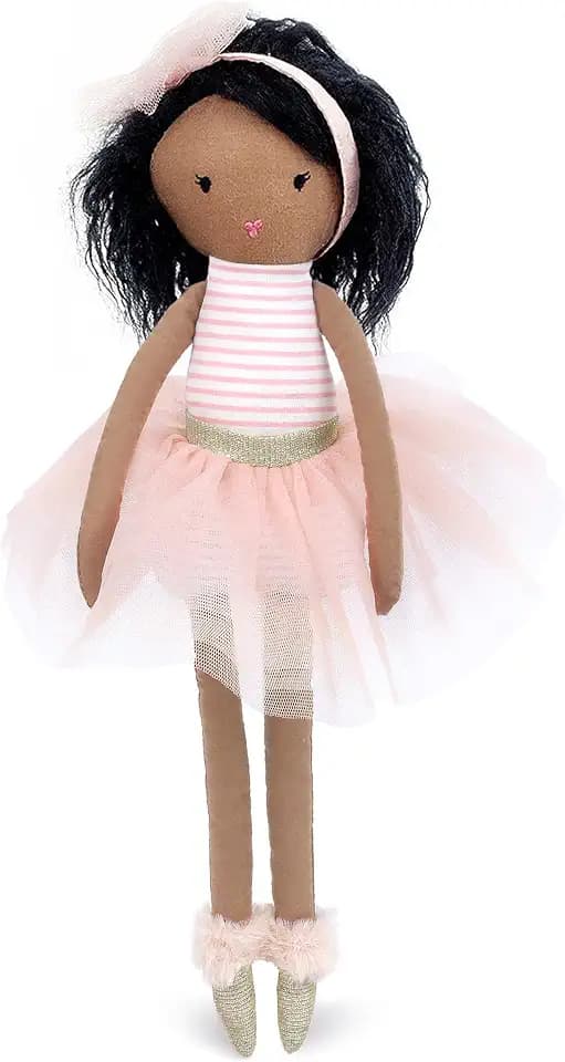 MON AMI Pink Ballerina African American Doll – 15”, Soft & Cuddly Stuffed Plush Doll, Use as Toy or Room Decor, Great Gift for Kids of All Ages
