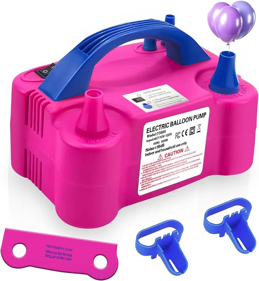 Luftballonpumpe Elektrisch,Europäischer Standard Elektrische Ballonpumpe Luftpumpe für Ballons,Doppeldüse Inflatorgebläse Tragbare Pumpe für Partys