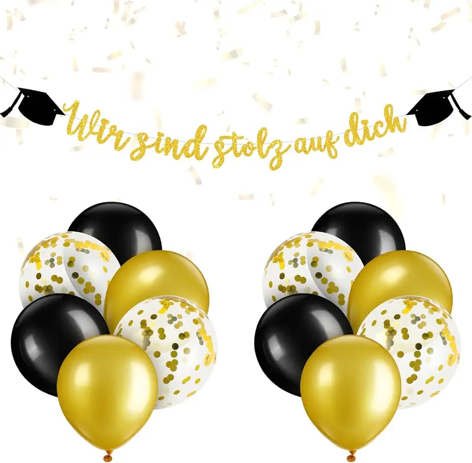 Hestya Abschlussdekorationen Wir Sind Stolz auf Dich, Schwarz Gold