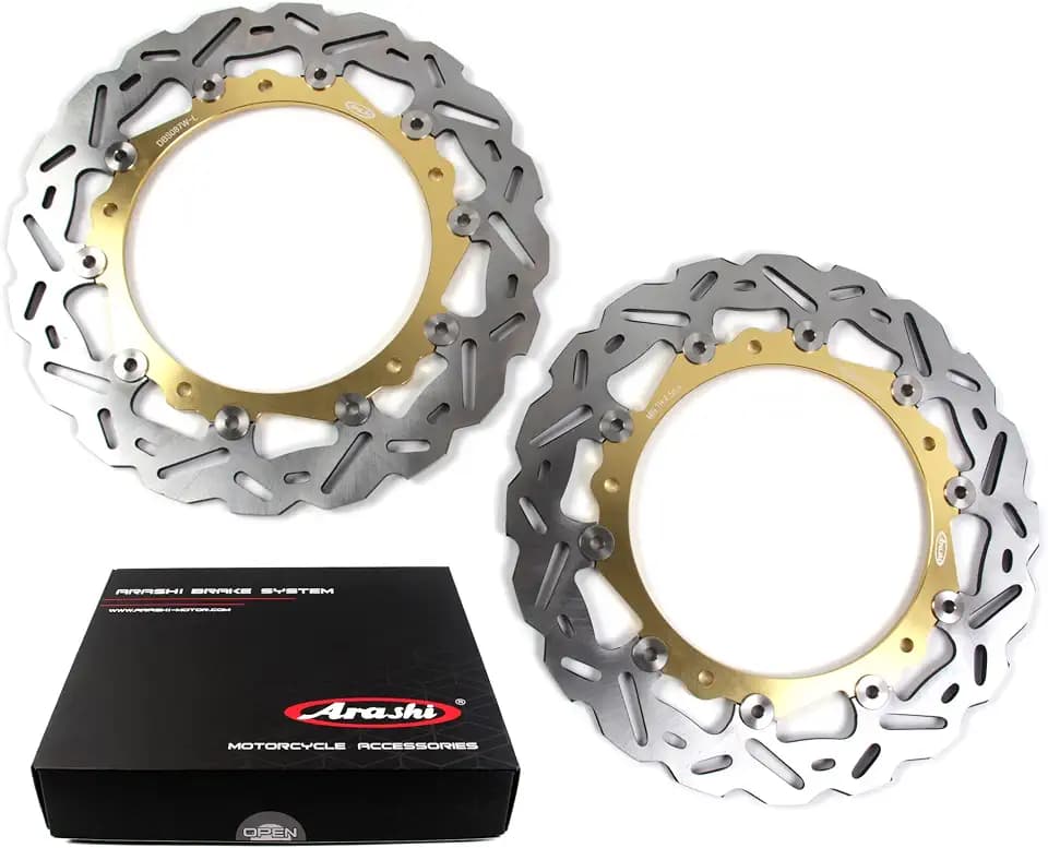 Arashi Front Brake Discs Rotors for BMW S1000RR 09-18, S1000R 14-17, F800R F800ST F850RT F900XR R1100S R1150RS R1150RT HP2 K1200RS, R1200RS R NINE T R1250RT K1300S K1300GT K1600GT, Gold