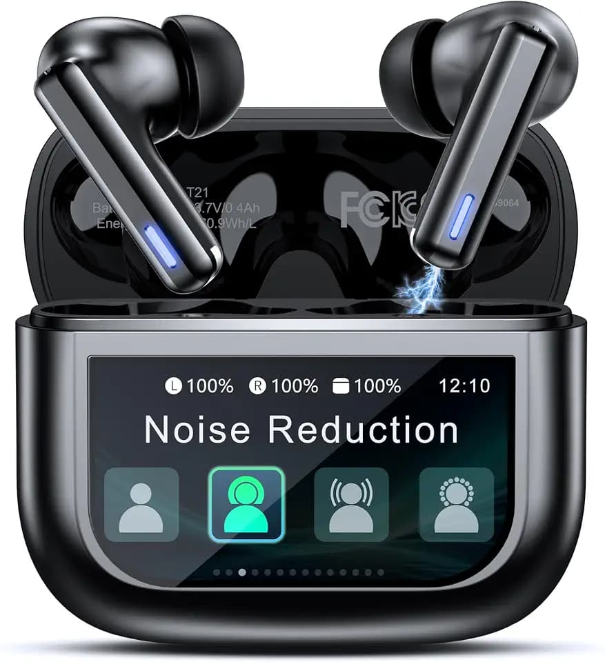 ZIUTY Wireless Earbuds Bluetooth Headphones, ANC/ENC Noise Cancelling, Ear Buds with Multifuntional Touch Screen, 40H Stereo Sound for Sports, IPX7 Clear Calls, 5 EQ for iOS Android (Obsidian)