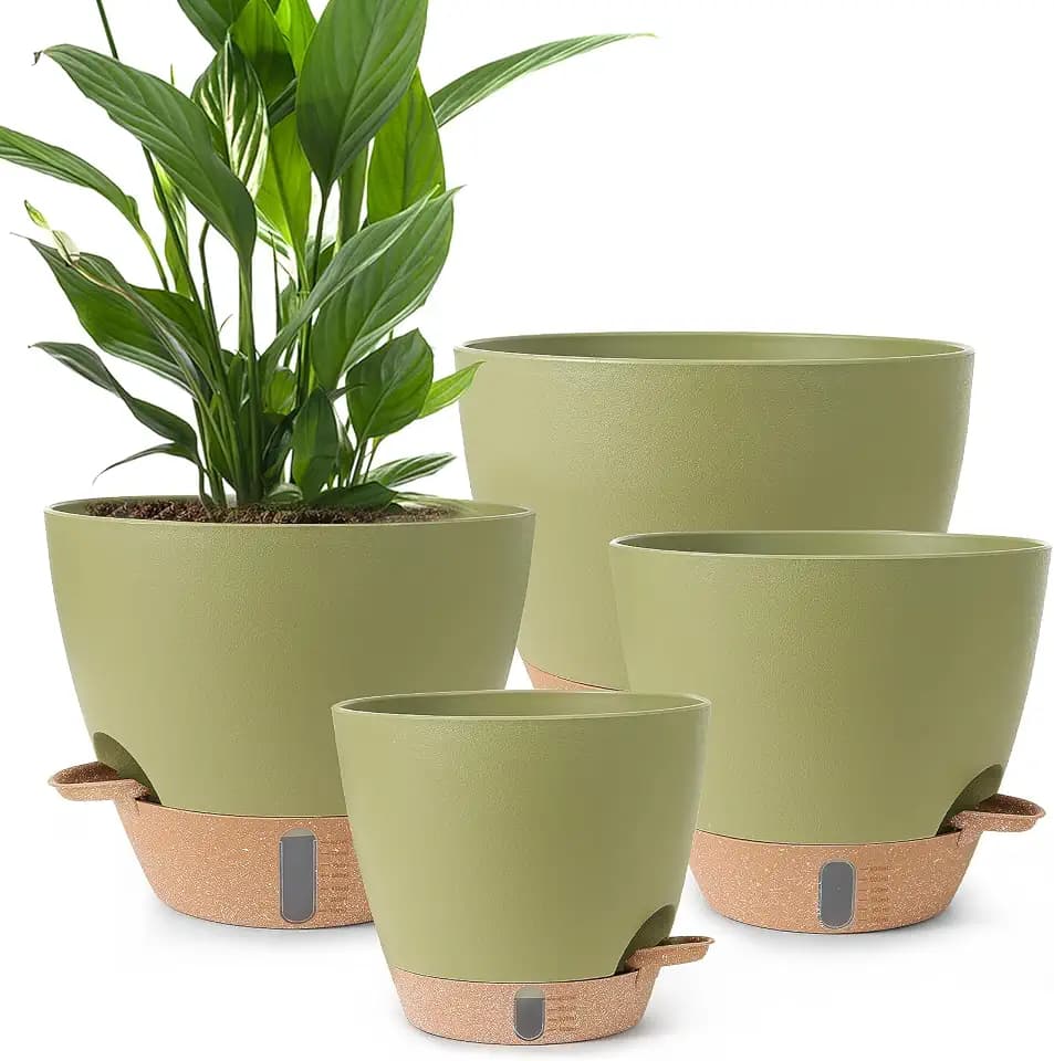 Self Watering Pots for Indoor Plants 12/10/9/8 Inch Plastic with Reservoir