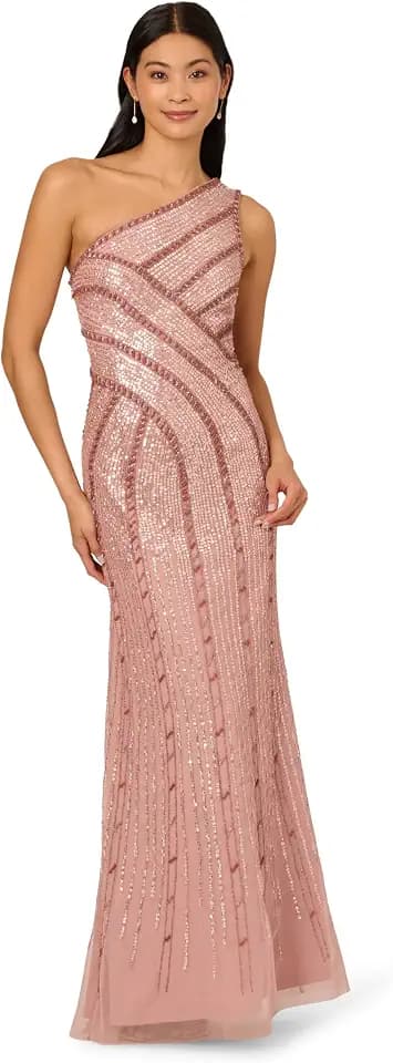 Adrianna Papell Bead MESH Long Dress