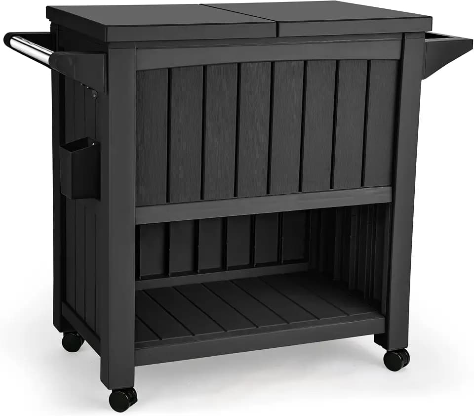 YITAHOME 85 Quart Rolling Cooler Cart with Bottle Opener Drainage