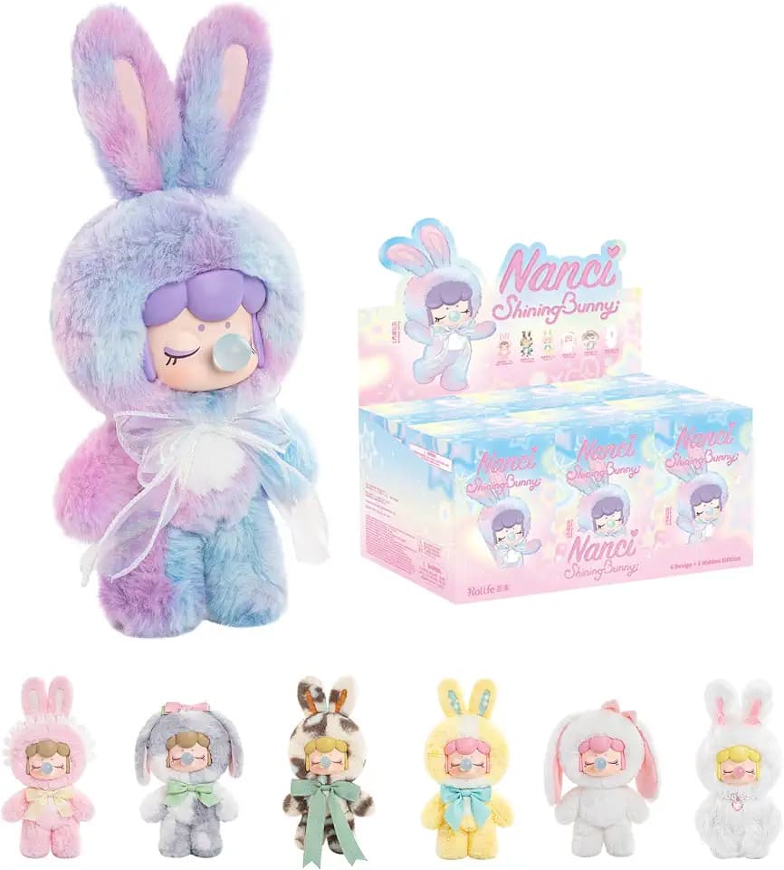 ROBOTIME Plush Doll Blind Box Figure, Kawaii Plush Rabbit Fluffy Stuffed Animal Surprise Toy,Cute Collectible Gift for Girls, Women, Kids, Birthday, Home Decor, Valentine’s Day(1 pcs)