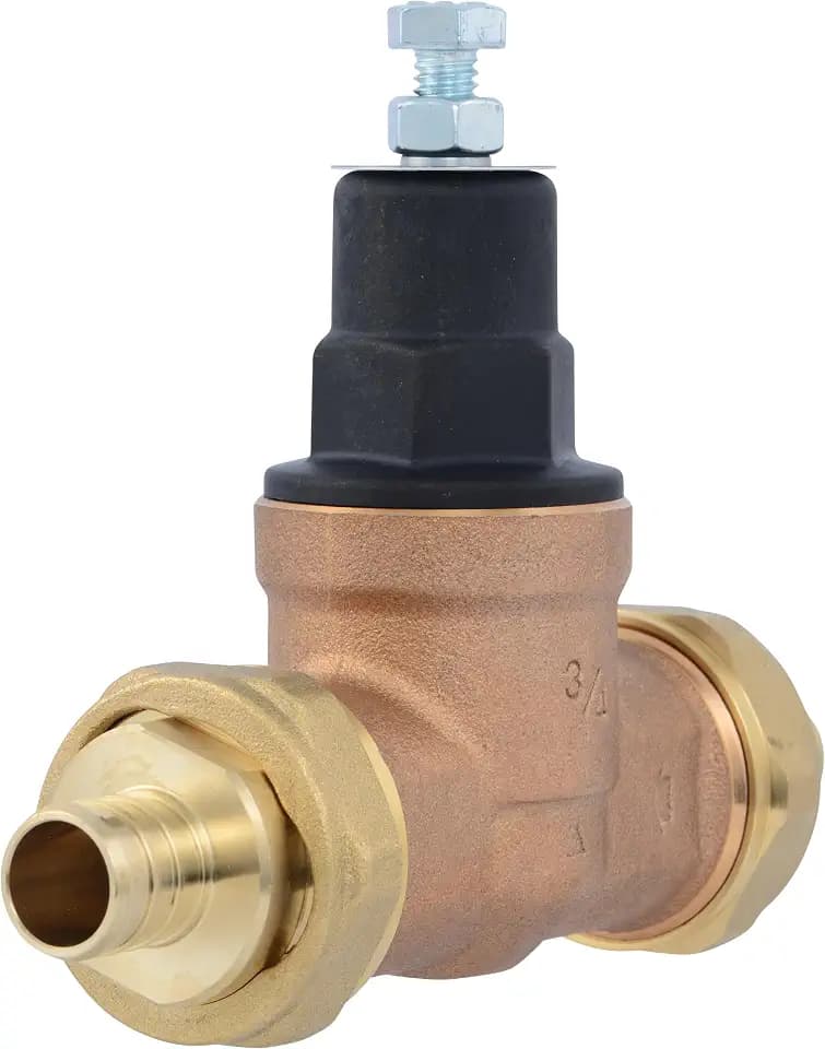 Cash Acme EB45 Pressure Regulating Valve, Double Union, 3/4 Inch Crimp, Poly Top, 60 PSI, PVA16P-DUCR-60
