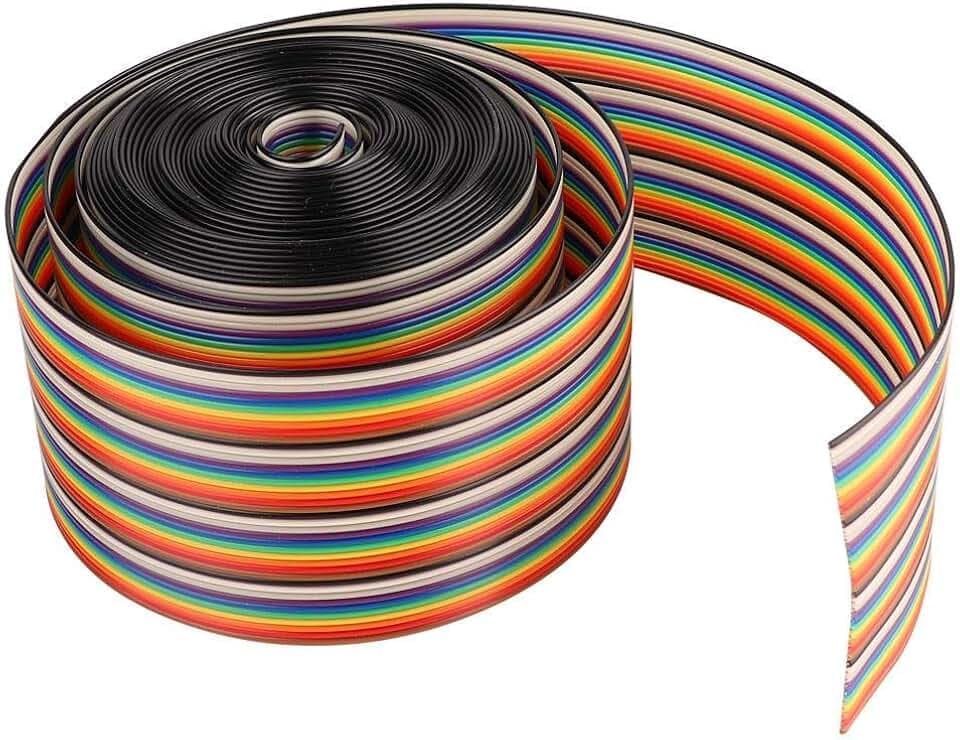 Walfront Flachbandkabel, 40P Rainbow Flat Ribbon Kabel, 1, 27 mm Bunte Abstand Pitch Kabel Drahtbreite 5, 08 cm Flachband IDC Draht Kabel(5m)