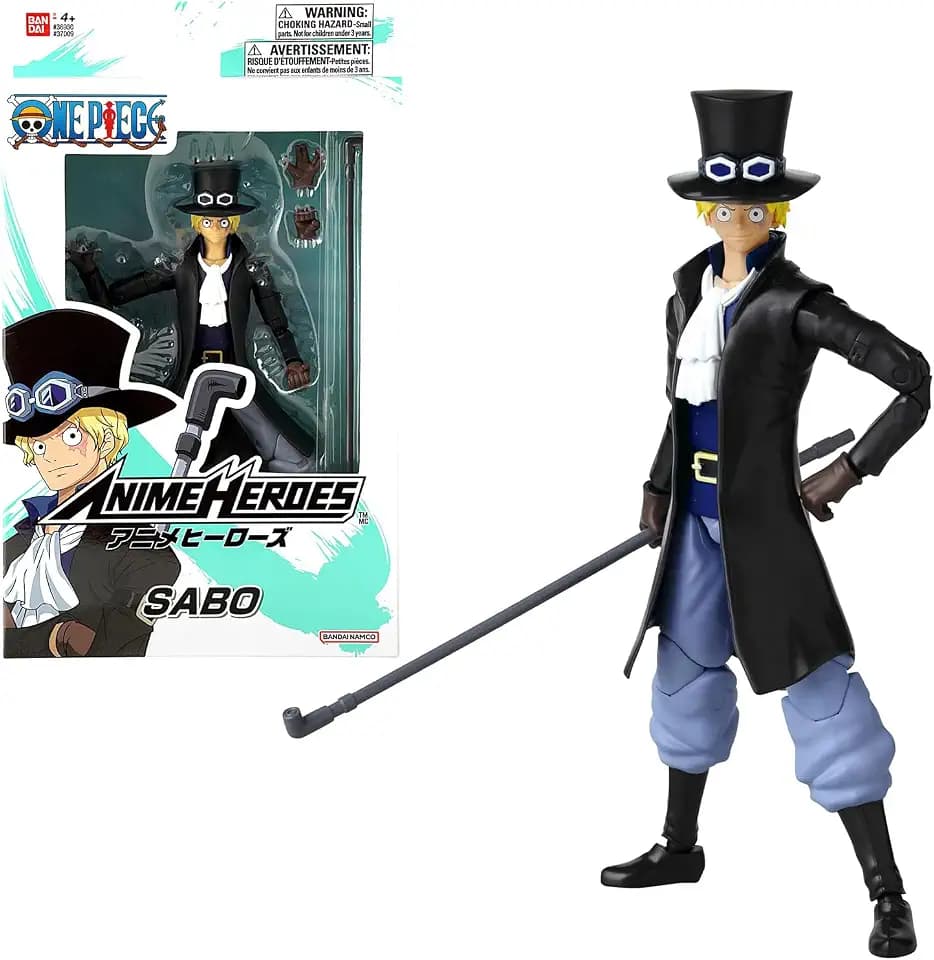 BANDAI – Anime Heroes – One Piece – Anime Heroes Figur 17 cm – Sabo – Offizielle One Piece Lizenz – Gelenkige Sabo-Figur – Manga Figuren – Figuren – Spielzeug für Kinder ab 4 Jahren – 37009
