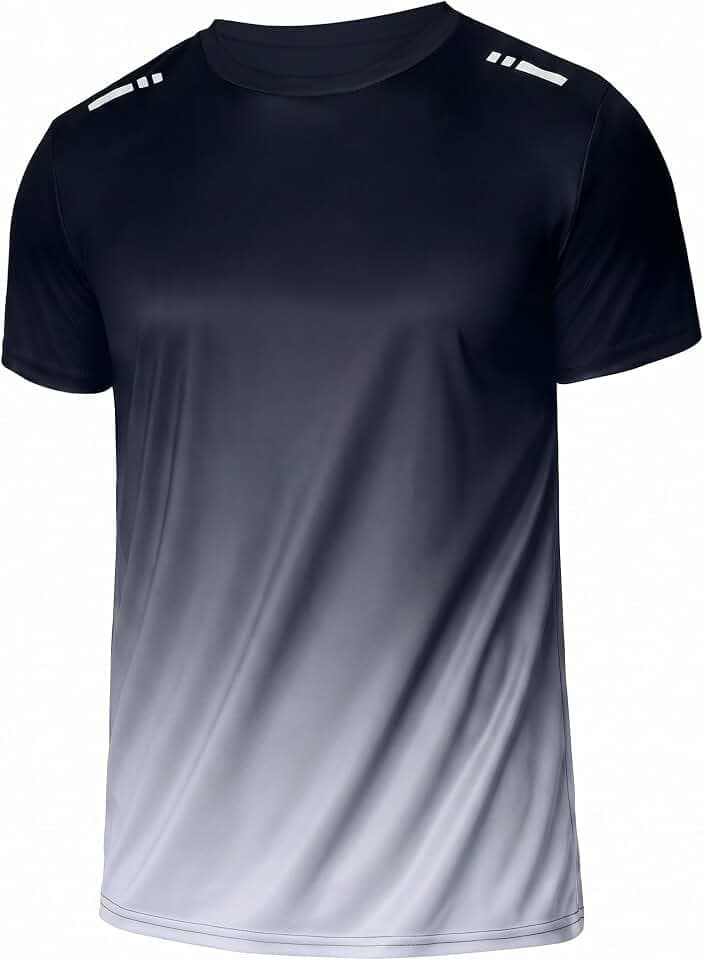 PINSPARK Herren Laufshirt Kurzarm UPF50+ Schnelltrocknend mit Reflektoren
