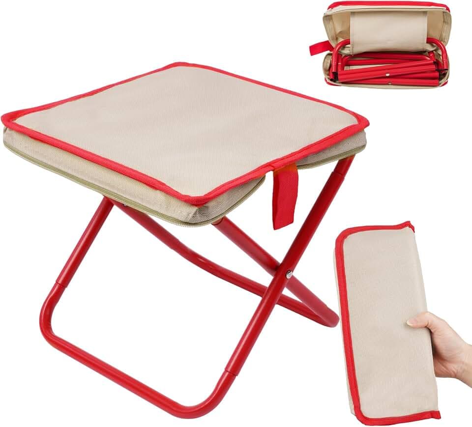 OFFCUP Klapphocker Mini Camping Hocker Tragbarer Klapphocker Campinghocker Falthocker Leicht Sitz Falthocker Mini-Klapphocker für Reisen Wandern Garten Angeln mit Aufbewahrungsbeutel