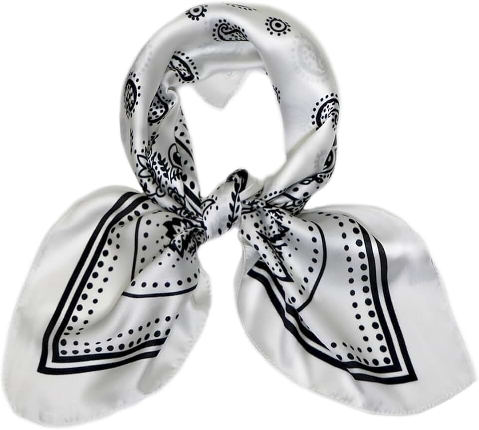 27.5'' Silk Feeling Scarf Medium Square Satin Head Neck Scarf for Women Hair Sleeping at Night