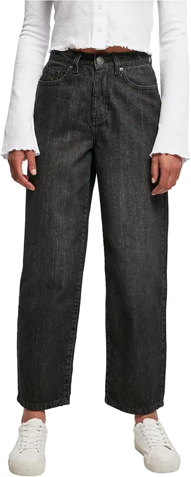 Urban Classics Damen Ladies High Waist Wide Leg Cropped Denim Pants