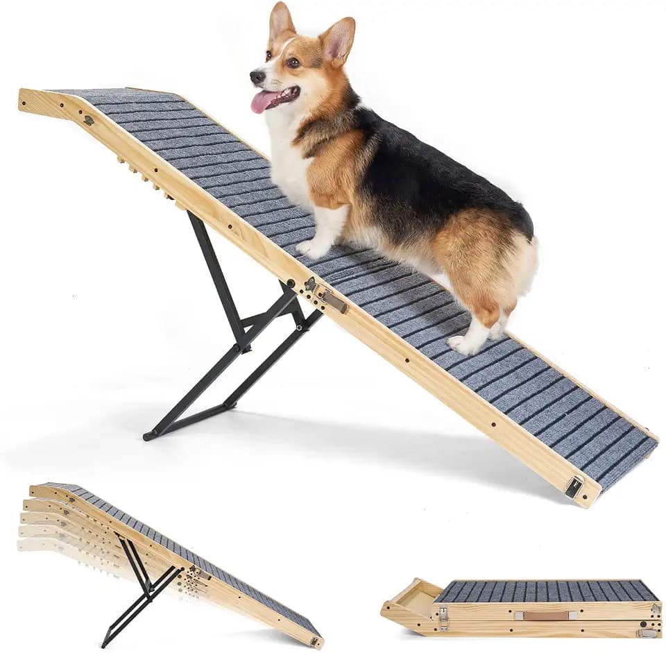 Veehoo Folding Dog Ramp for Bed Couch for Small Dogs Height 20" to 31"