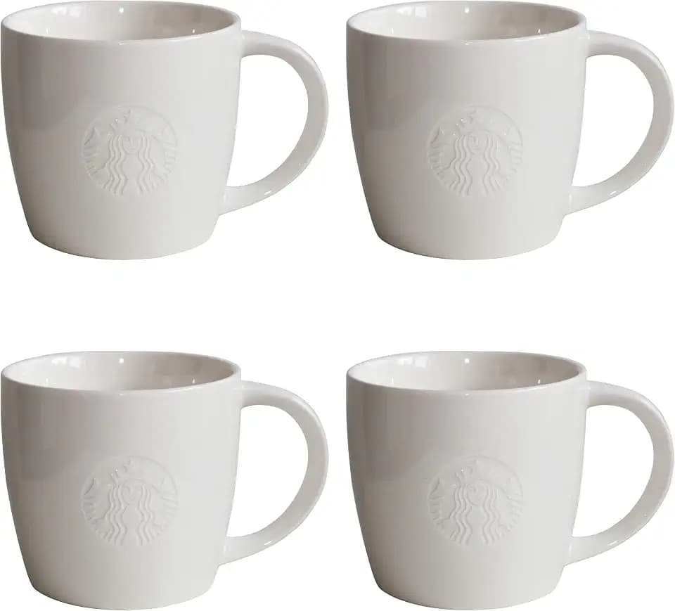 STARBUCKS Grande Fore Here Series Stielgläser, Weiß, 4 Stück, groß, 473 ml