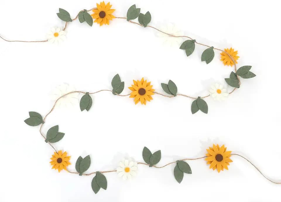 Felt Daisy Sunflower Garland - Flower Party Wall Hanging Decorations