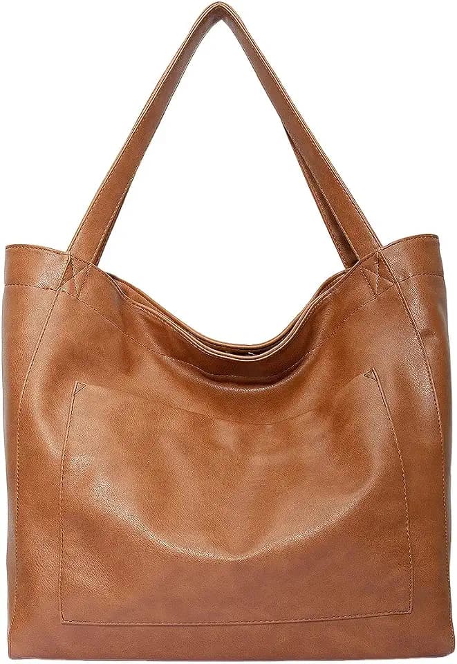 NICOLE & DORIS Handtasche Damen Groß Shopper Tasche Casual Schultertasche Weiche Leder Tragetasche Reise Tote Bag Elegant Handtaschen Hellbraun