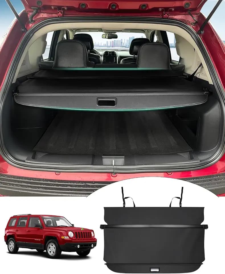 Powerty Cargo Cover for Jeep Patriot & Compass 2007-2016 Accessories Trunk Cover Retractable Trunk Shielding Shade Privacy Screen Cover No Gap (Not Fit 2017 Jeep Patriot)