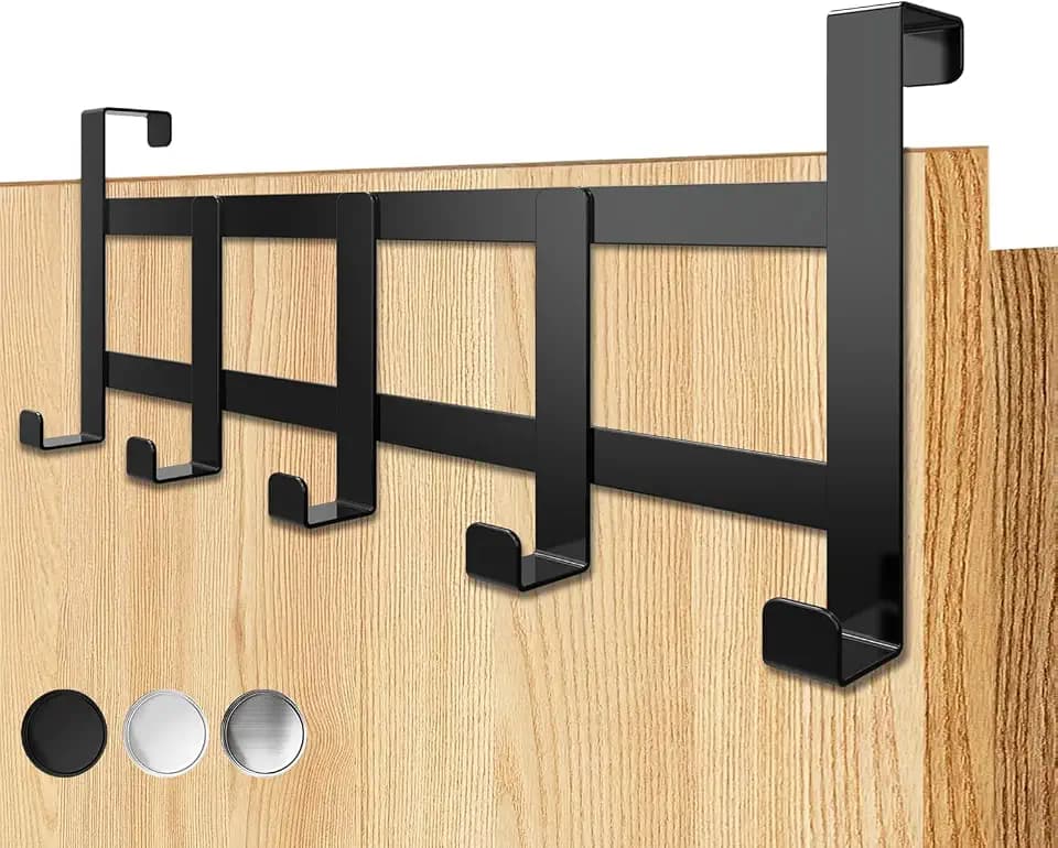 Menz Türgarderobe zum Einhängen, schwarz - Flexible Türhaken für ganze Wohnung, Kleiderhaken für Tür, platzsparende Türhakenleiste, Haken zum Einhängen, universell verwendbar