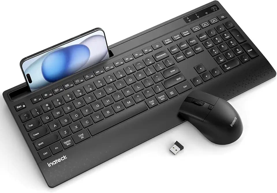 Inateck Full-Size Wireless Keyboard and Mouse Combo for PC/Mac, Silent