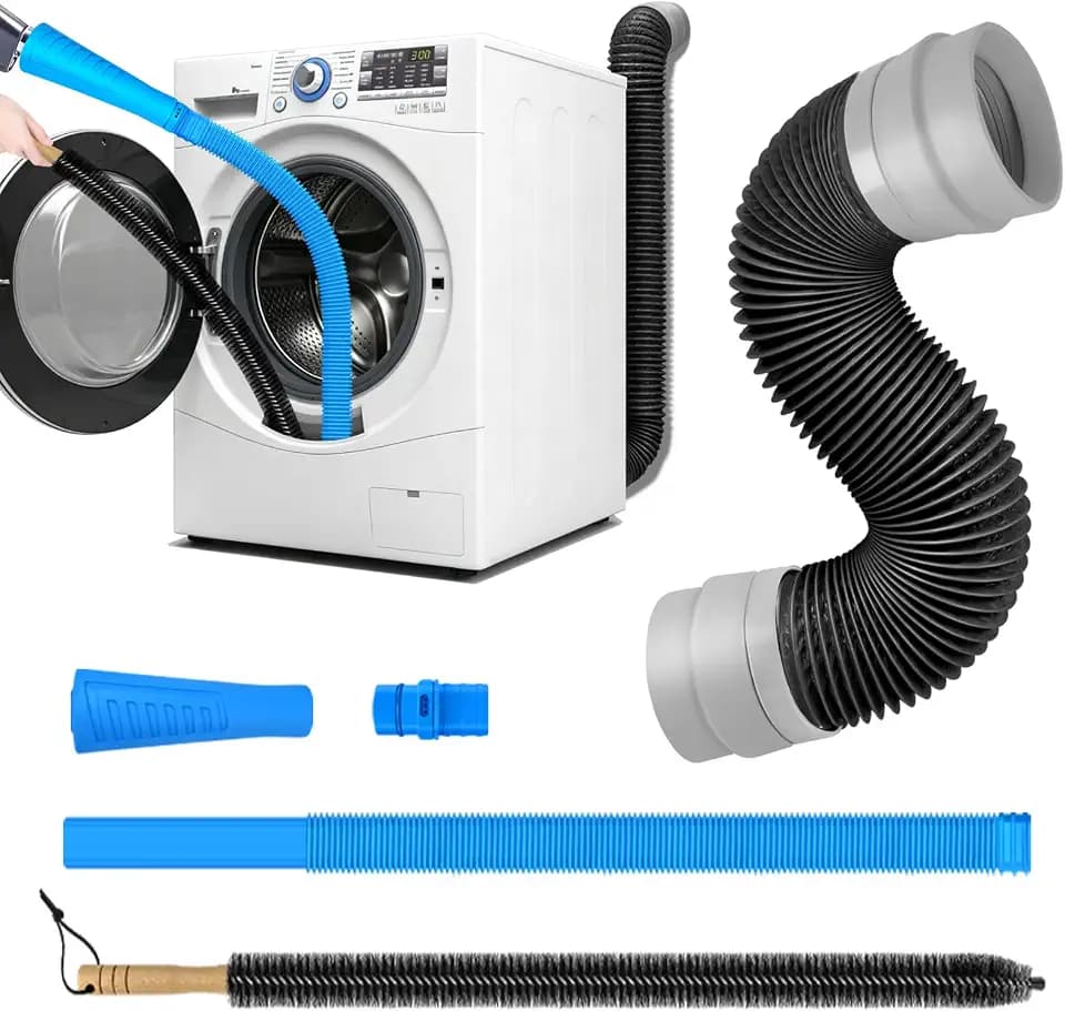 4" 8feet Dryer Vent Hose and Cleaning Kit,Dryer Vent Cleaner Kit,Dryer Vacuum Hose Attachment with Dryer Lint Brush&Dryer Cleaning Hose,Dryer Duct Cleaning Kit,Dryer Lint Cleaner,Dryer Vent Kit