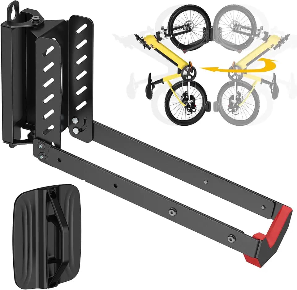 Mimoke Verstellbare Platzsparende Fahrrad Wandhalterung Einfaches Anheben Design mit Klappbarem Arm und Schwenkfunktion (1 Packung)