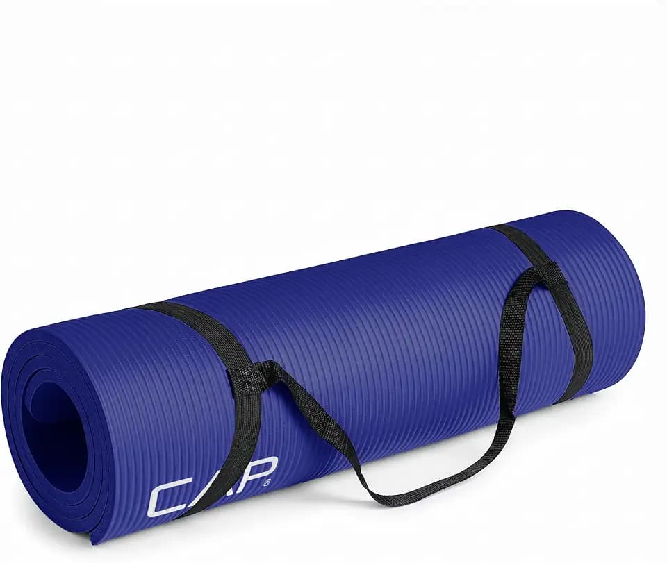 CAP 1/2" Thick Yoga Mat, Exercise & Workout Mat with Strap, Blue