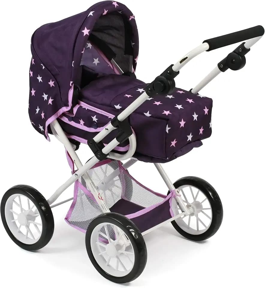Bayer Chic 2000 560 71 Kombi-Puppenwagen Leni, Stars lila, 64 x 37 x 68 cm