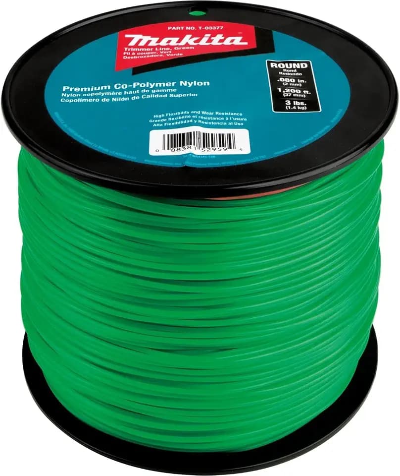 Makita T-03377 Round Trimmer Line, 0.080”, Green, 1,200’, 3 lbs.