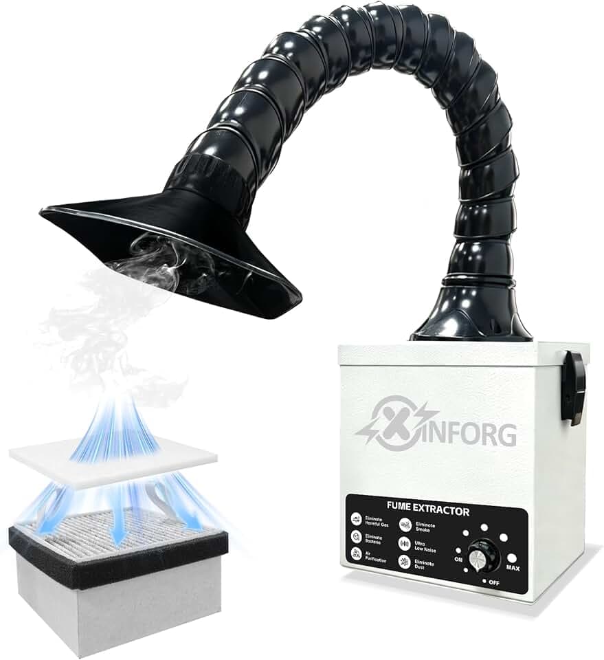 Solder Fume Extractor - 168m³/h Strong Suction Smoke Extractor, H13 HEPA 99.99%, Purification Compact Desktop Fume Extractor with Flexible Hose for DIY Soldering Electronic Repair