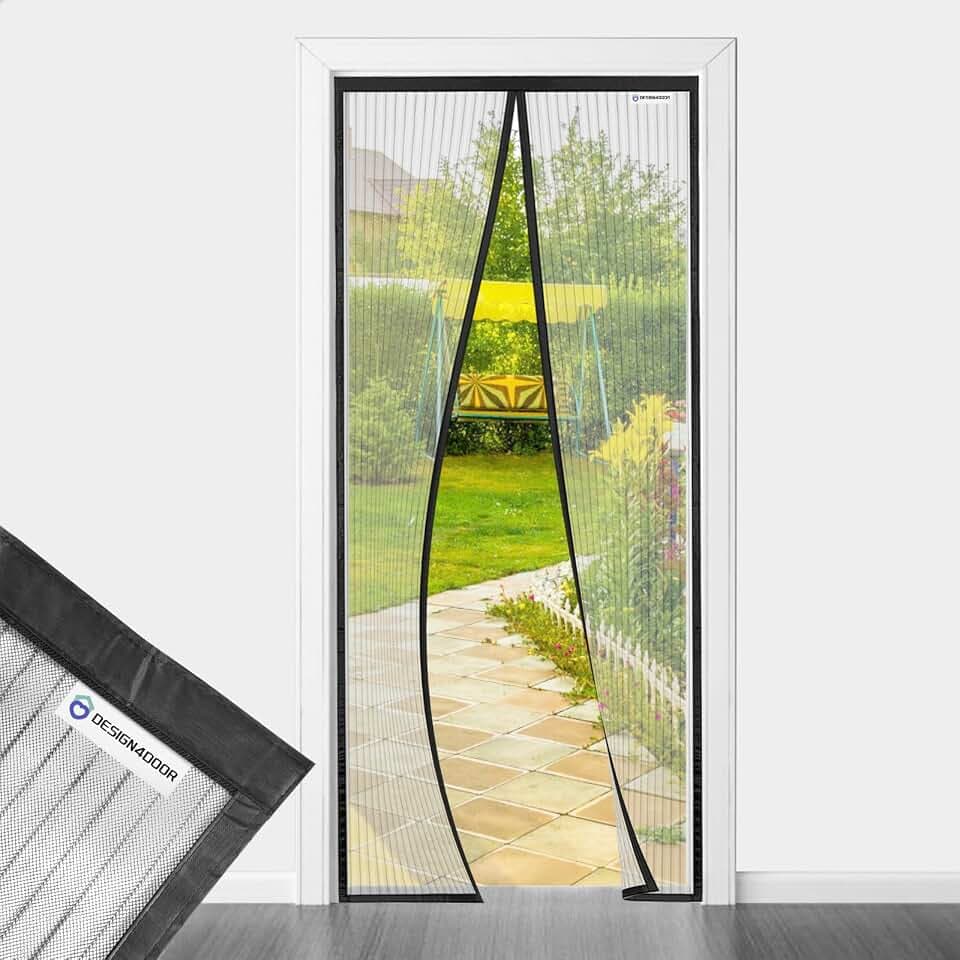 Fliegengitter tür 65x240cm, design4door Fliegengitter Balkontür Schwarz, Keine Stechmücken, Gesundes Leben