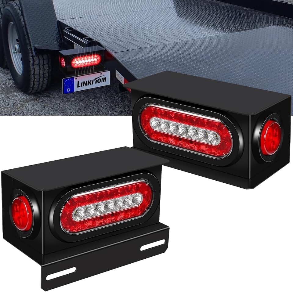 LINKITOM 2 PCS Welded Steel Trailer Light Box Kit w/License Plate Bracket