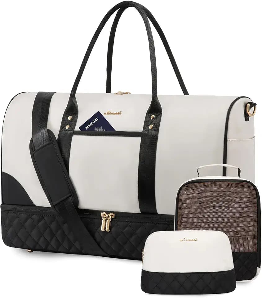LOVEVOOK Reisetasche Damen Weekender Bag mit Schuhfach & Nassfach,3-teiliges Set Travel Duffle Sporttasche Groß,Handgepäck Tasche für Flugzeug Reisen Gym Yoga