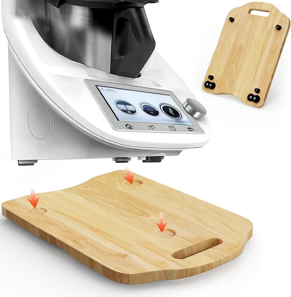 Vonsera Gleitbrett kompatibel mit Thermomix TM6 & TM5, Holz Rollbrett mit 4 Rollen, Küchenbrett Zubehör für Küchenmaschine, Leicht Beweglich, Holzfarbe