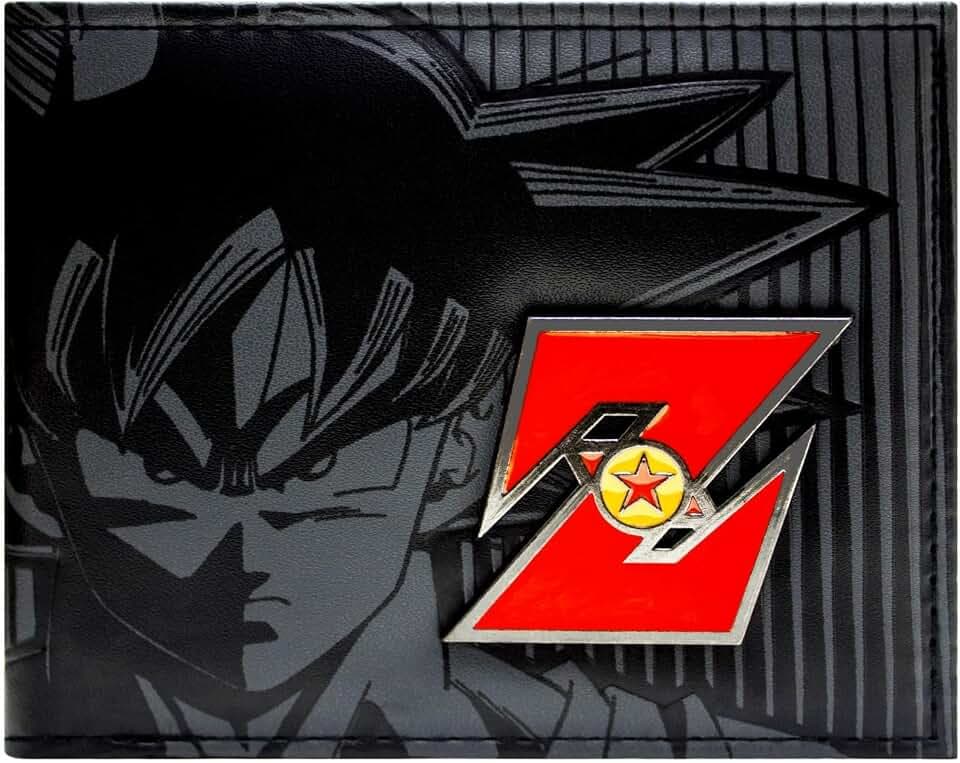 Toei Dragonball Z Goku Red Metallabzeichen Schwarz Portemonnaie Geldbörse