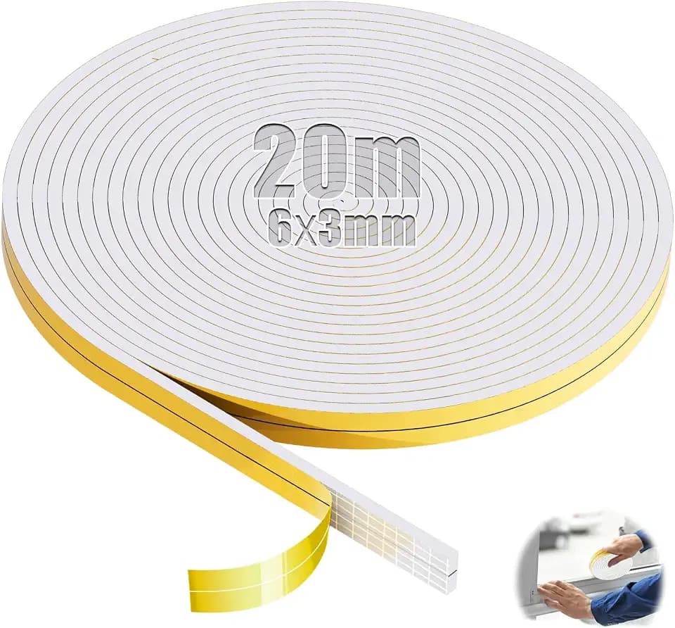 SWTYExt Moosgummi Selbstklebend 6mm(B) x3mm(D) Schaumstoffband 20m Weiß