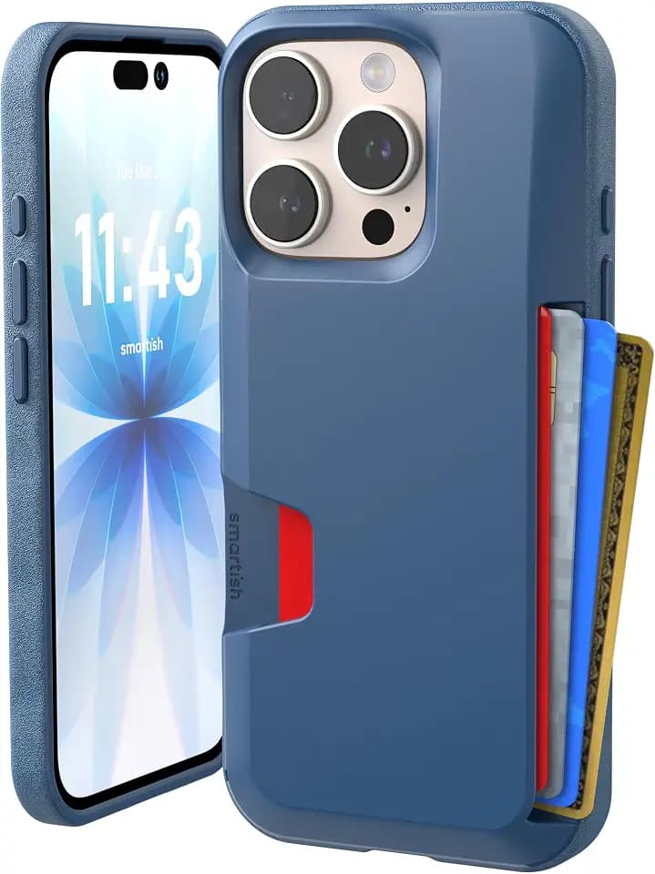 Smartish iPhone 16 Pro Wallet Case, Card Holder, Wallet Slayer Vol 1, Blue