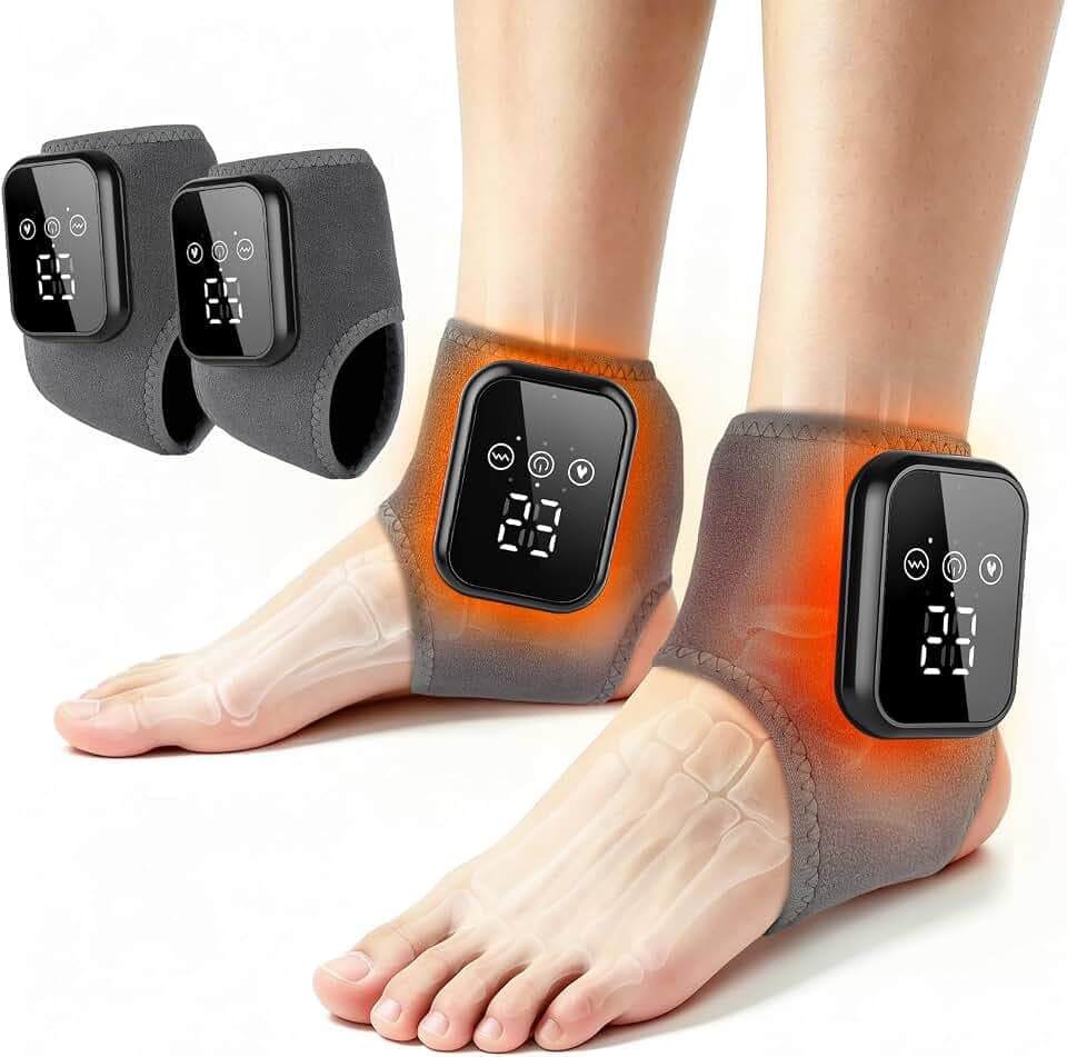 2PCS Foot Renew Massager for Neuropathy, 3-in-1 Cordless & Portable Foot and Ankle Massager, 3 Vibration Modes & 3 Heat Settings, Foot Massager for Heel, Arch & Ankle Relief, Ideal for Home & Travel