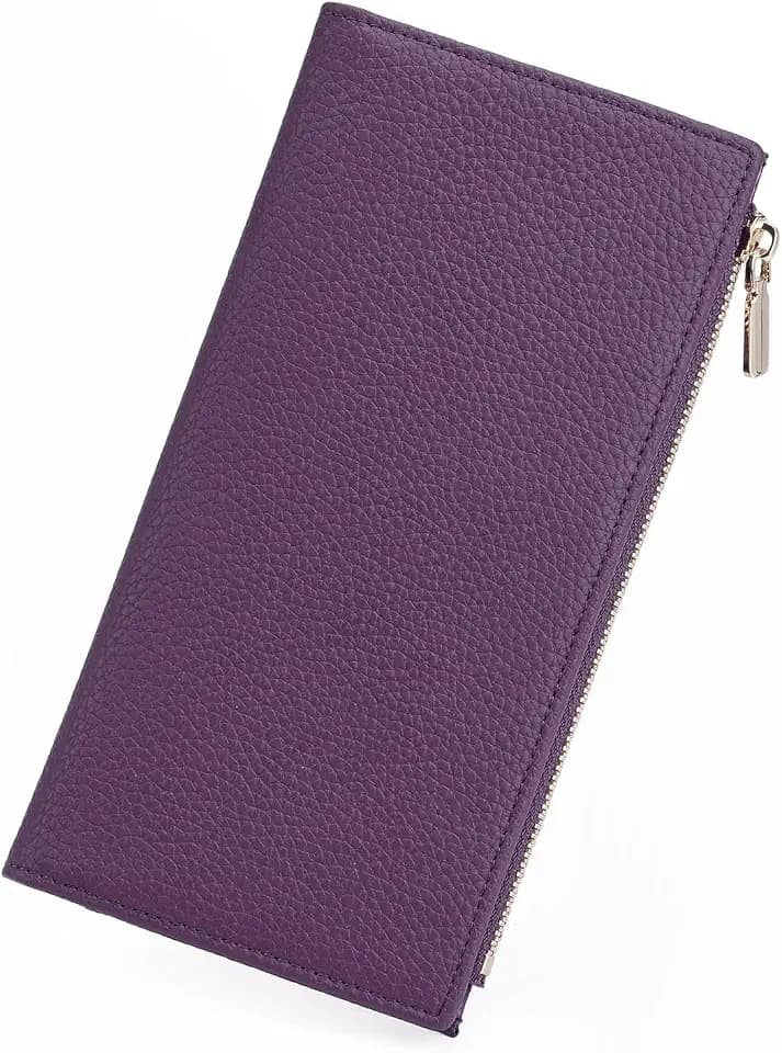 GOIACII Slim Wallets for Women Rfid Blocking Leather Wallet Purple