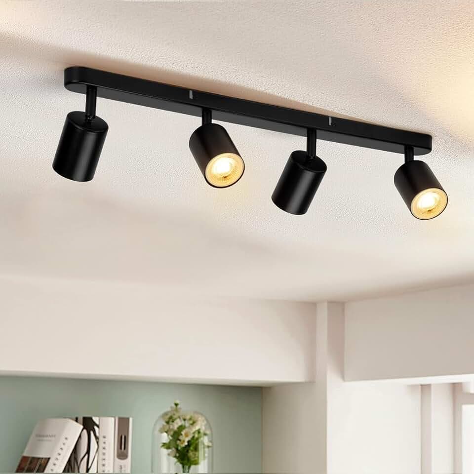 wowatt LED Deckenleuchte 4 Flammig Schwarz Gu10 Strahler Ohne Leuchtmittel
