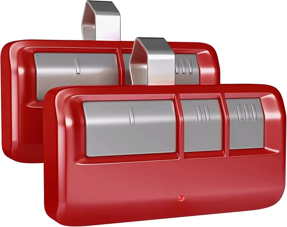 Universal Garage Door Opener Remote with Visor Clip, for LiftMaster/Chamberlain/Craftsman Door Opener, Suitable for 5 Color Learn Buttons, red, 2 Pack