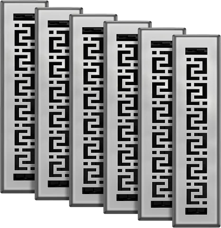 Floor Register 2x14-6 Pack Floor Vent Covers Heavy Duty Walkable Steel Floor Vents Adjustable Decorative Vent Covers for Home Floor Sidewall Office or Ceiling Vent