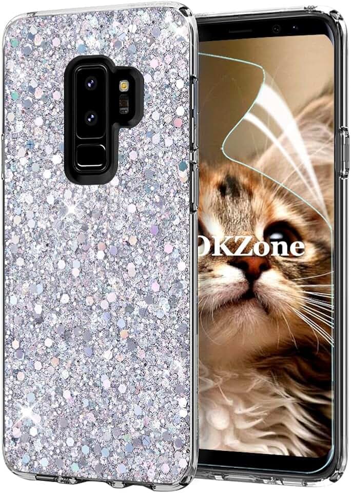 Galaxy S9 Plus Hülle, Glitzer Bling [Glänzende Mode][Ultra Dünn] Designer Weich TPU Bumper Case Cover TPU Bumper Schale für Samsung Galaxy S9 Plus (Silber)