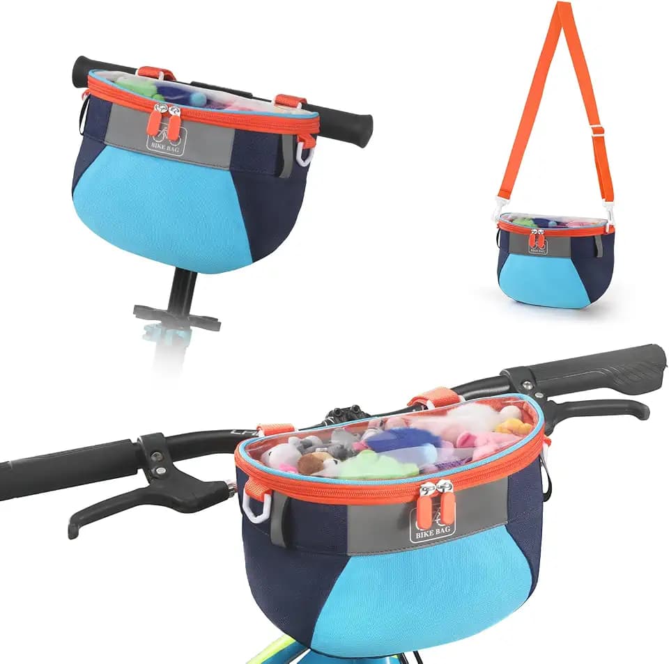 Kinder Fahrradkorb, Vorderrahmen Lenkertasche für Kleinkind Roller Dreirad Fahrrad, Stoff Fahrradkorb für Jungen & Mädchen