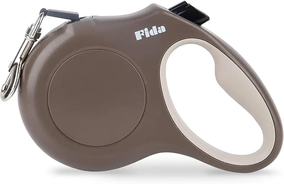 Fida Ausziehbare Hundeleine, 4,9 m, für kleine und mittelgroße Hunde bis zu 20 kg, 360° verhedderungsfrei, Kaffee/Braun