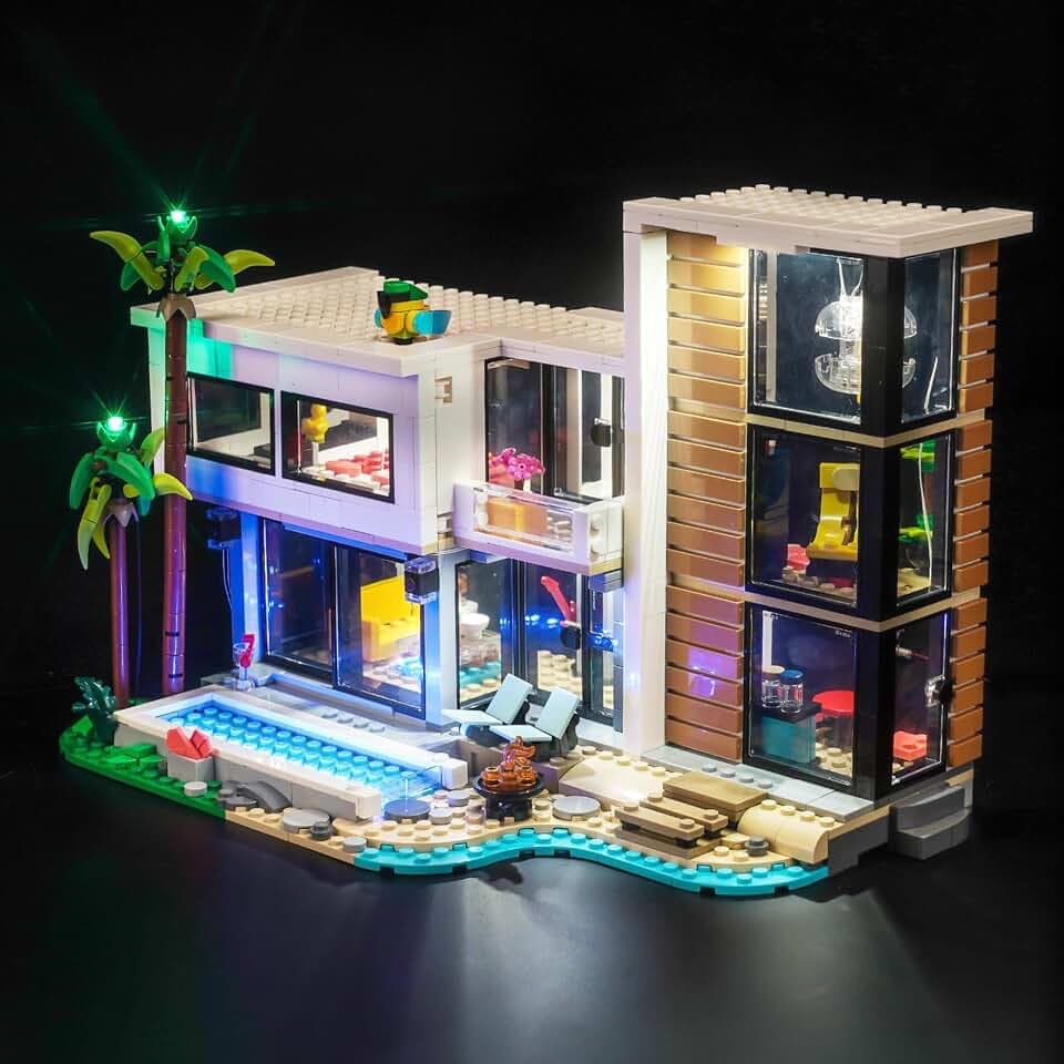 LocoLee Licht Kompatibel mit Lego 3-in-1 Modernes Haus, Nur Lichter Set - Kein Modell, Licht BeleuchtungSet Compatible with LEGO 31153 Modernes Haus